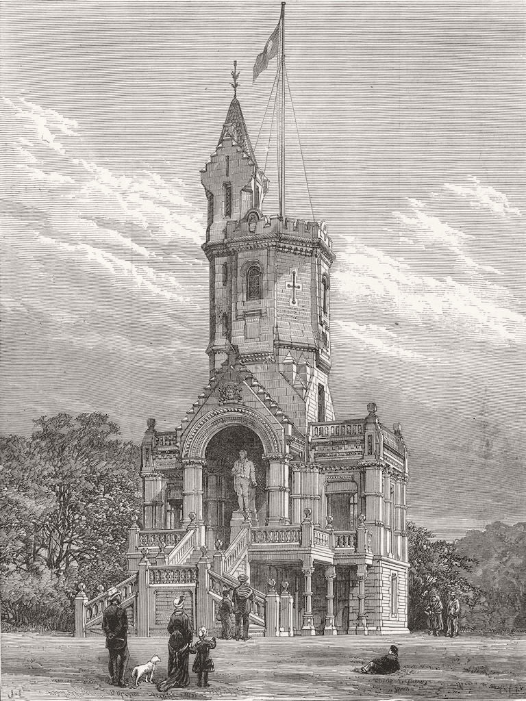 SCOTLAND. Burns monument, Kilmarnock 1879 old antique vintage print picture